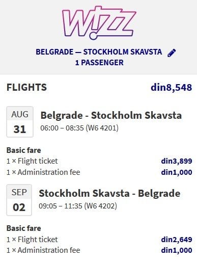 avio karte za Stokholm